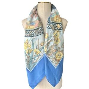 Hermès Giverny Silk Scarf 90 Blue Water Lilies Monet Inspired Floral w/Box